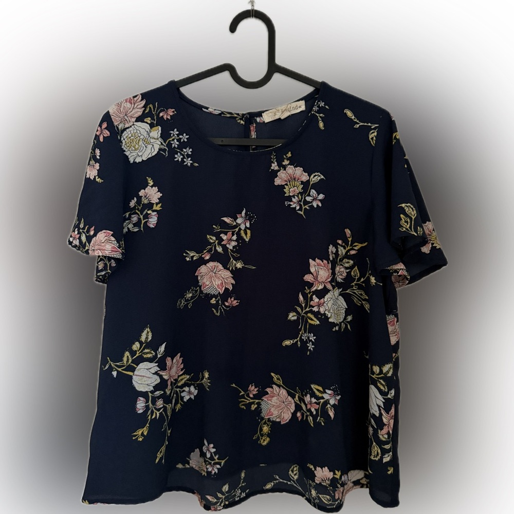 Rewind Navy Floral Blouse